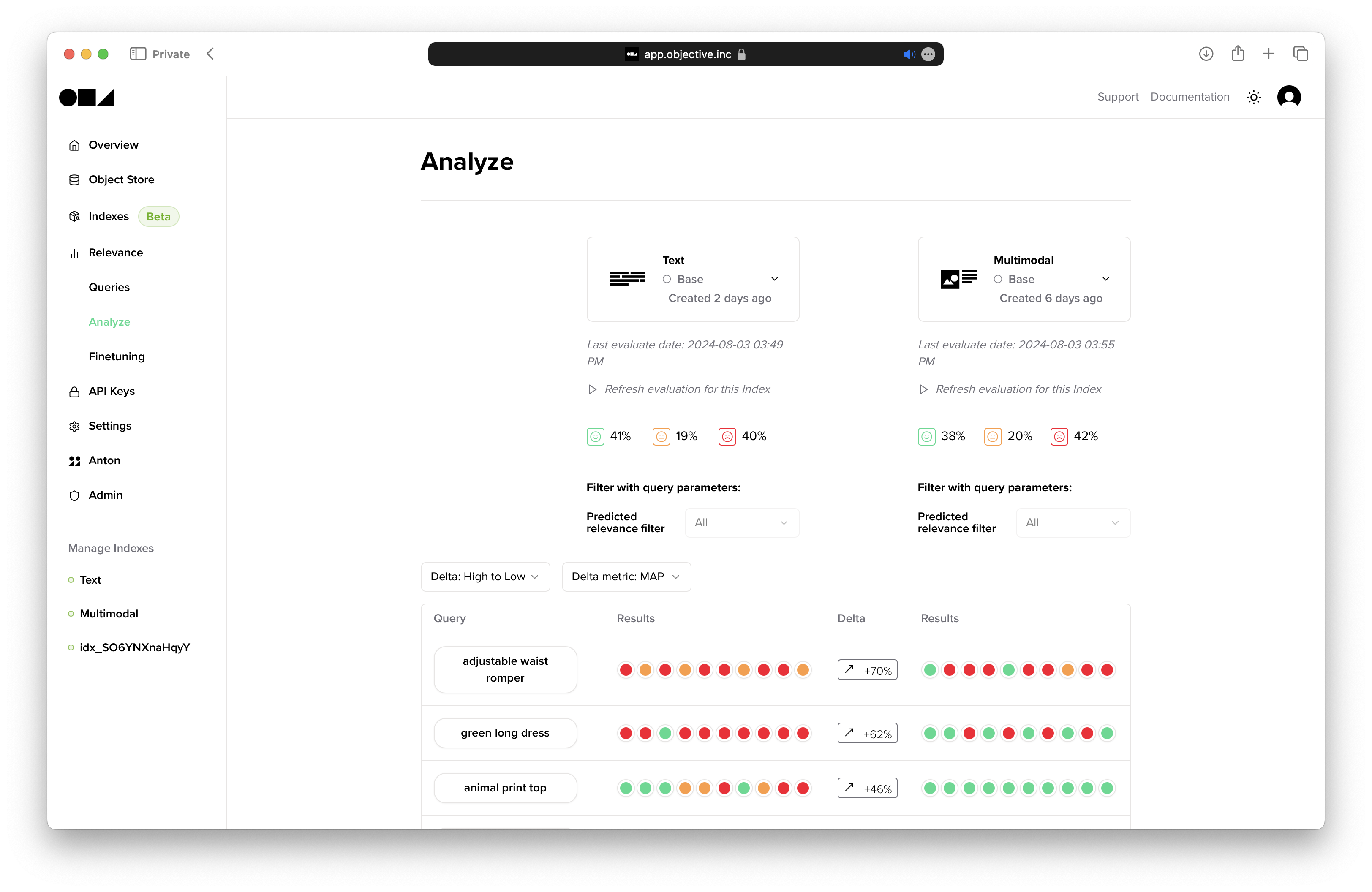 Query side by side in the console