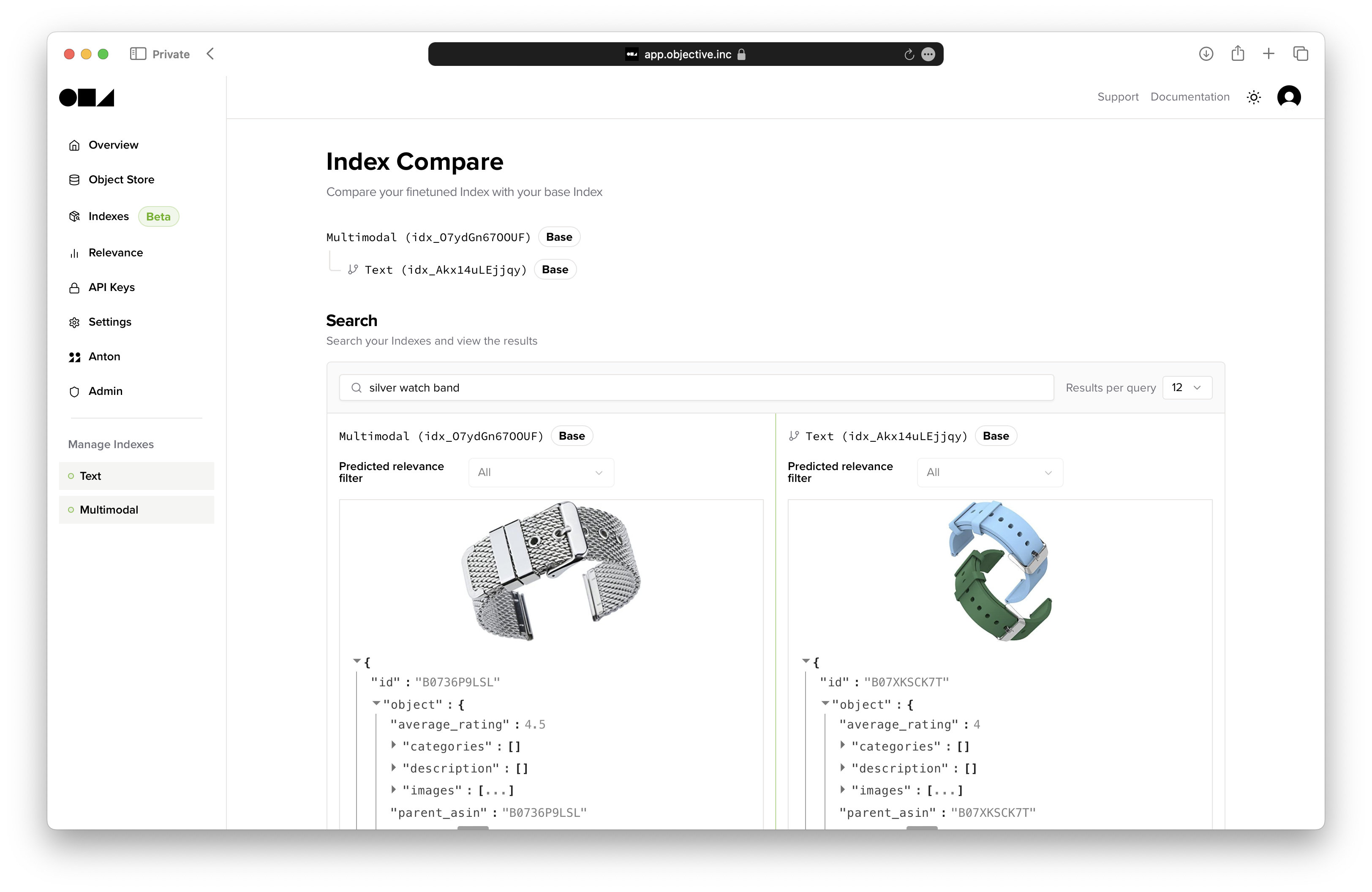 Query side by side in the console